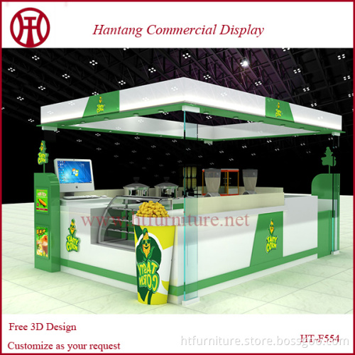 mall sweet cup corn kiosk design with lighting box